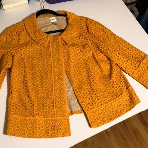 Chico’s Orange Eyelet 3/4 Sleeve Jacket